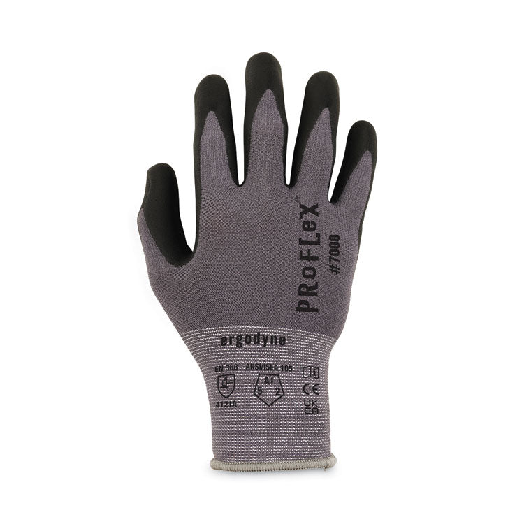ProFlex 7000 Nitrile-Coated Gloves Microfoam Palm, EN388: 4121A, 9" Long, Medium, Gray, 12 Pairs