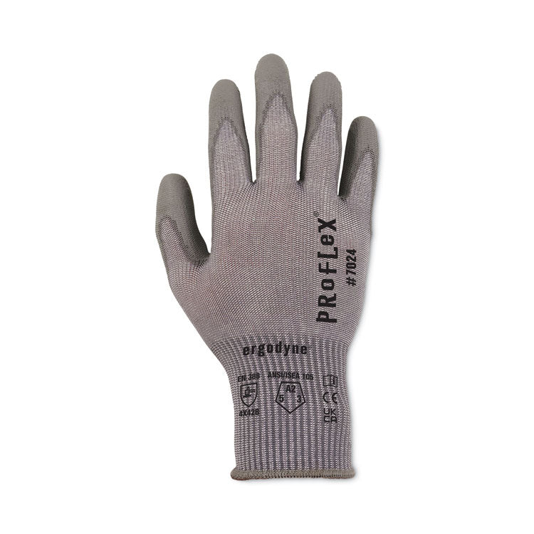 ProFlex 7024 ANSI A2 PU Coated CR Gloves, EN388: 4X42B, 9" Long, Large, Gray, 12 Pairs