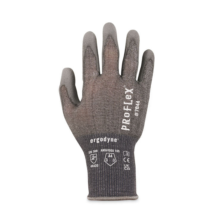 ProFlex 7044 ANSI A4 PU Coated CR Gloves, EN388: 4X42D, 9" Long, X-Large, Gray, 12 Pairs