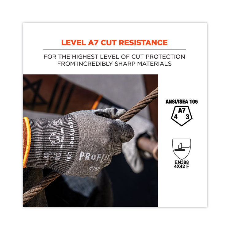 ProFlex 7071 ANSI A7 PU Coated CR Gloves, EN388: 4X42F, 9" Long, Large, Gray, 12 Pairs