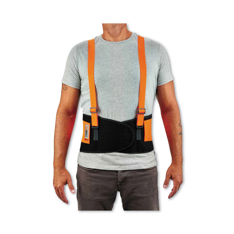 ProFlex 100HV Economy Hi-Vis Spandex Back Support Brace, 4X-Large, 52" to 58" Waist, Black/Orange