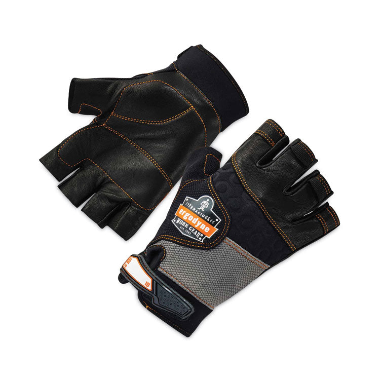 ProFlex 901 Half-Finger Leather Impact Gloves, EN388: 3122X, Large, Black, Pair