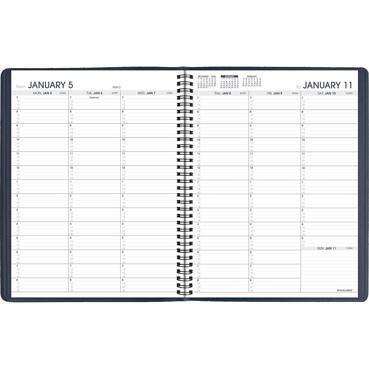 2026 AT-A-GLANCE 8.25" x 11" Weekly Appointment Book Planner, Faux Leather Cover, Navy (70-950-20-26)