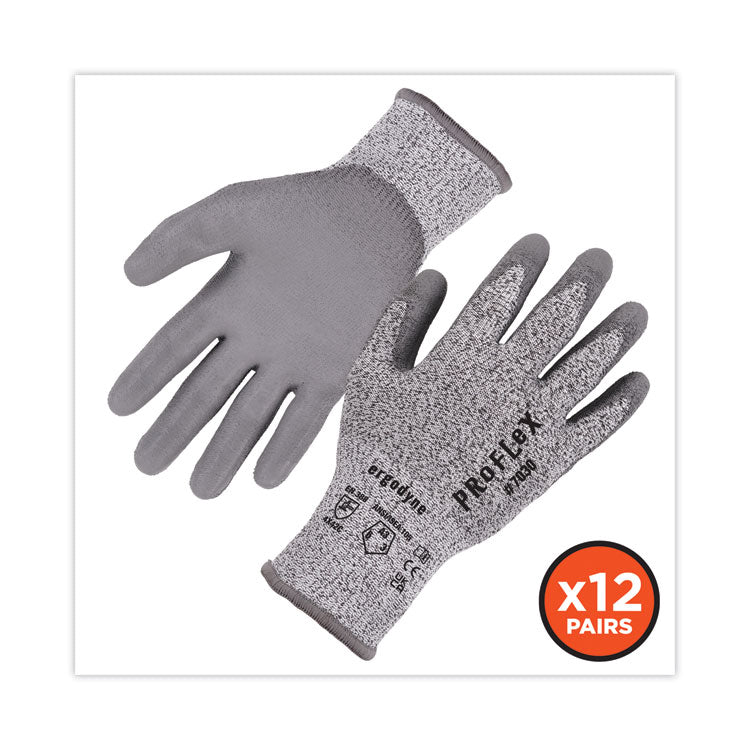 ProFlex 7030 ANSI A3 PU Coated CR Gloves, EN388: 4X42C, 9" Long, Large, Gray, 12 Pairs