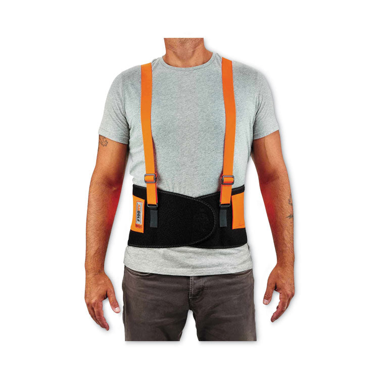 ProFlex 100HV Economy Hi-Vis Spandex Back Support Brace, 3X-Large, 46" to 52" Waist, Black/Orange