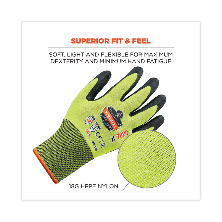 ProFlex 7022 ANSI A2 Coated CR Gloves DSX, EN388: 4342B, 9.25" Long, Large, Lime, 144 Pairs/Carton