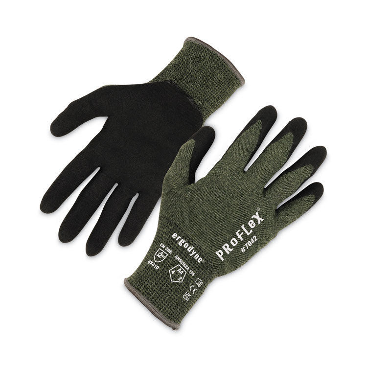 ProFlex 7042 ANSI A4 Nitrile-Coated CR Gloves, EN388: 4X41D, 9" Long, XX-Large, Green, Pair