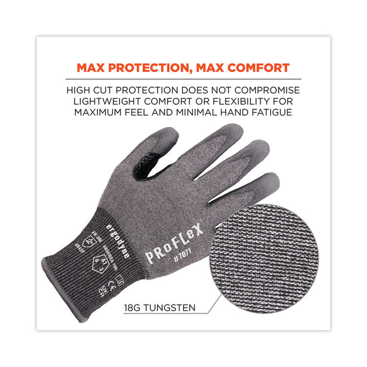 ProFlex 7071 ANSI A7 PU Coated CR Gloves, EN388: 4X42F, 9" Long, Large, Gray, 12 Pairs