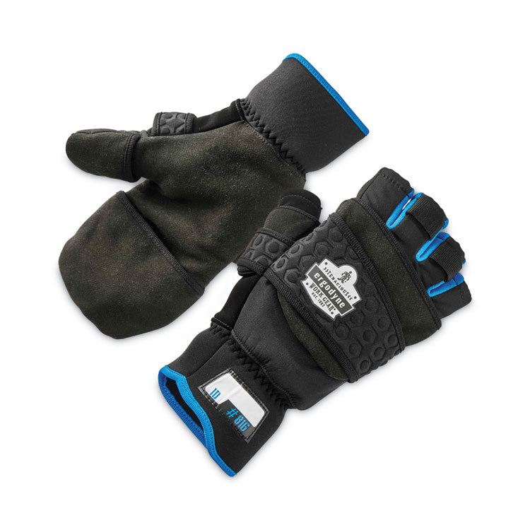 ProFlex 816 Thermal Flip-Top Gloves, EN388: 3423X, 9" Long, XX-Large, Black, Pair