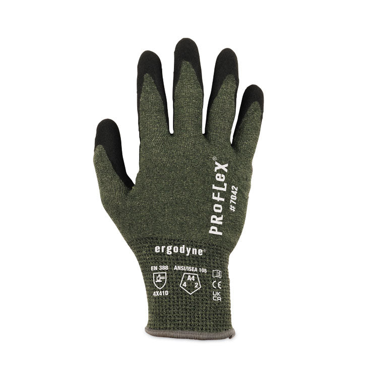 ProFlex 7042 ANSI A4 Nitrile-Coated CR Gloves, EN388: 4X41D, 9" Long, X-Large, Green, Pair