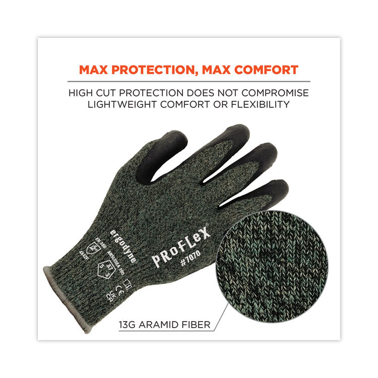 ProFlex 7070 ANSI A7 Nitrile Coated CR Gloves, EN388: 4X42F, 9" Long, XX-Large, Green, Pair