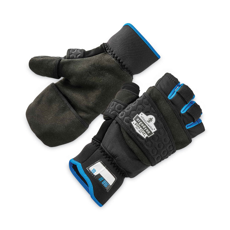 ProFlex 816 Thermal Flip-Top Gloves, EN388: 3423X, 9" Long, Large, Black, Pair