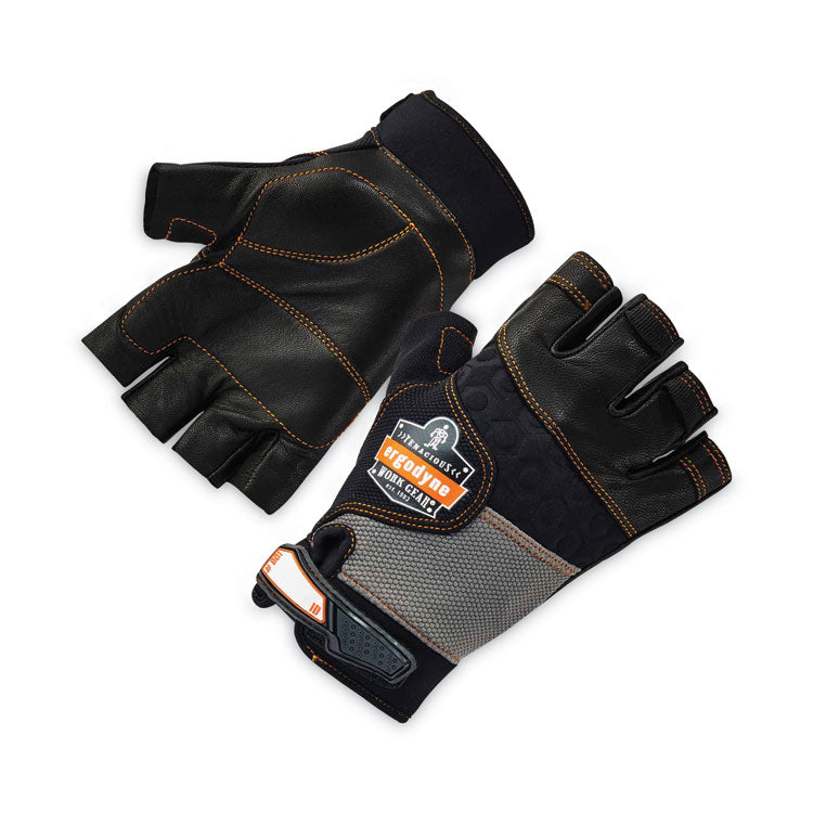 ProFlex 901 Half-Finger Leather Impact Gloves, EN388: 3122X, Small, Black, Pair
