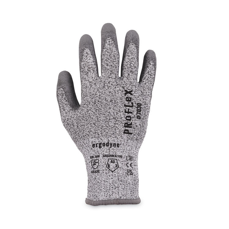 ProFlex 7030 ANSI A3 PU Coated CR Gloves, EN388: 4X42C, 9" Long, Large, Gray, 12 Pairs