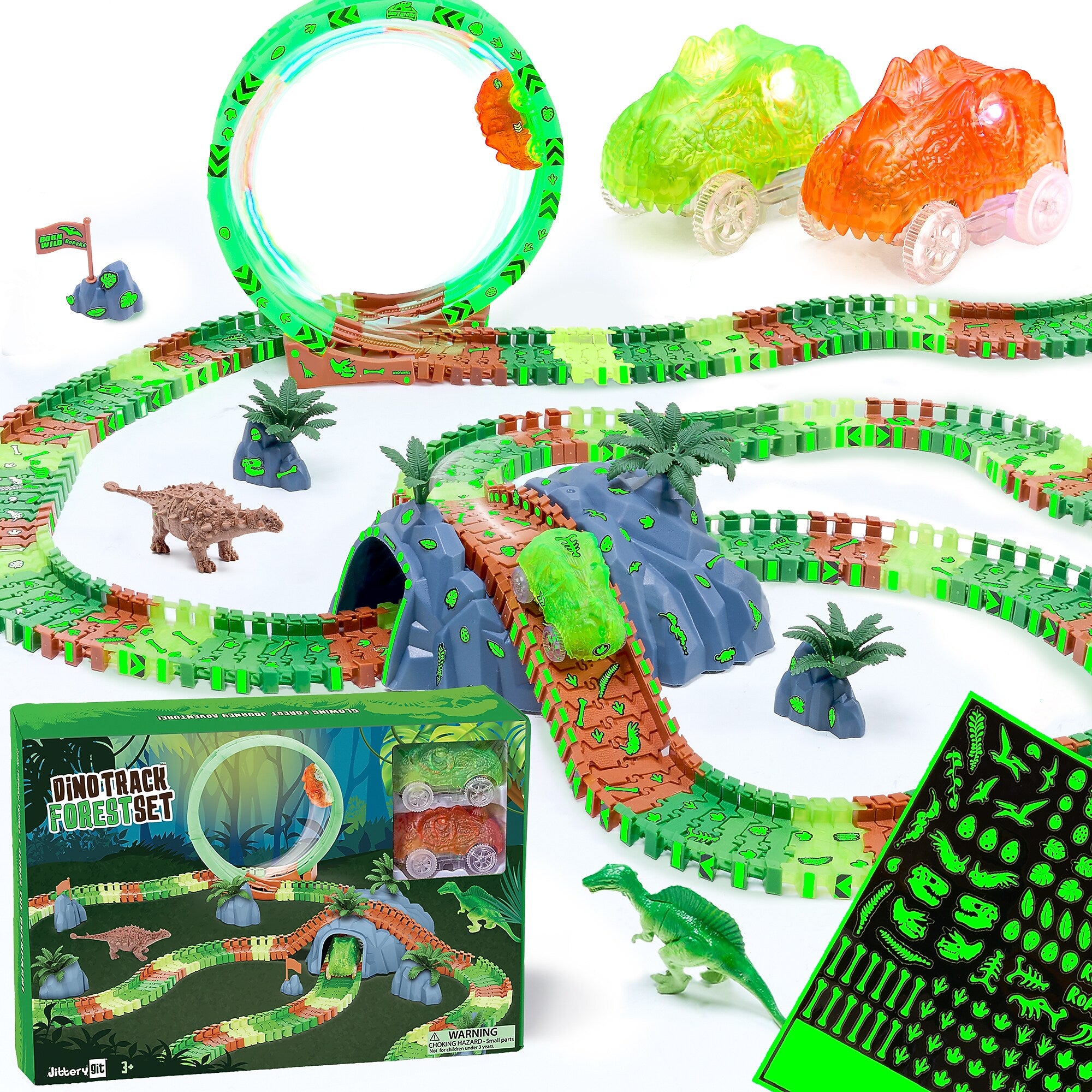 JitteryGit Dino Forest Race Track Site Toy Set, Multicolored (000635983088648)