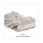 Premium Cut-End Wet Mop Heads, Cotton, 16oz, White, 12/carton