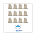 Premium Cut-End Wet Mop Heads, Cotton, 16oz, White, 12/carton