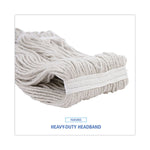 Premium Cut-End Wet Mop Heads, Cotton, 20oz, White, 12/carton
