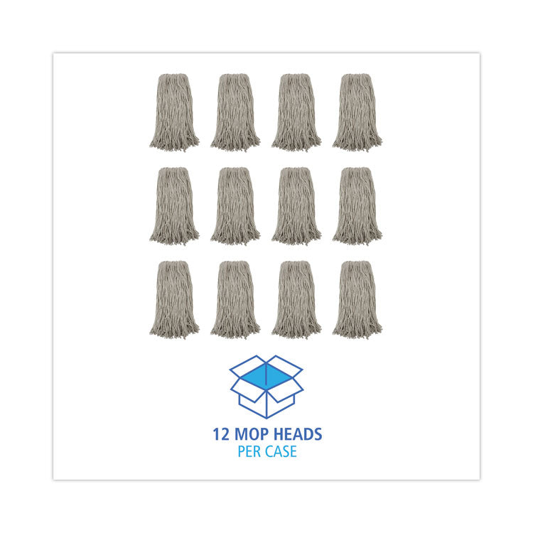 Premium Cut-End Wet Mop Heads, Cotton, 20oz, White, 12/carton