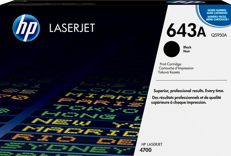 HP 643A Black Standard Yield Toner Cartridge, Prints Up to 11,000 Pages (q5950a)