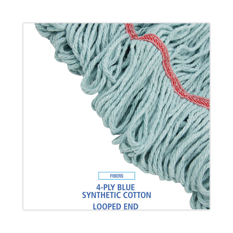 Echomop With Looped-End Wet Head, Synthetic/cotton, Large, Blue, 12/carton