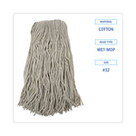 Cut-End Wet Mop Head, Cotton, No. 32, White, 12/carton