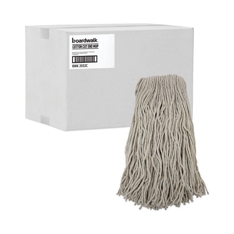 Cut-End Wet Mop Head, Cotton, No. 32, White, 12/carton