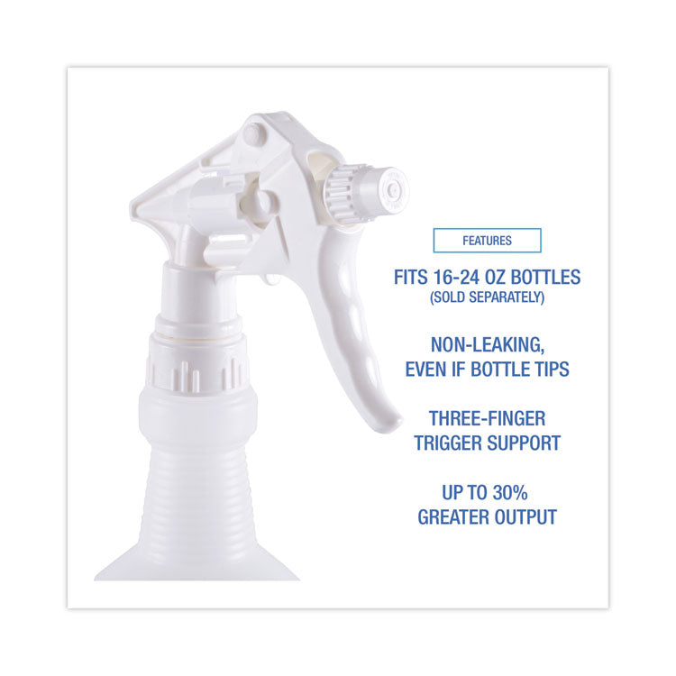 General Purpose Trigger Sprayer, 8" Tube, Fits 16 oz to 24 oz Bottles, White, 24/Carton