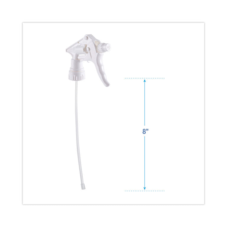 General Purpose Trigger Sprayer, 8" Tube, Fits 16 oz to 24 oz Bottles, White, 24/Carton