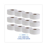 Jumbo Roll Bathroom Tissue, Septic Safe, 2-Ply, White, 3.4" x 1,000 ft, 12 Rolls/Carton