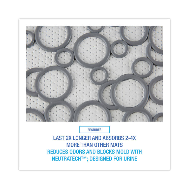 Commode Mat 2.0 Disposable Toilet Floor Mat, Non-Slip Rubber, 22 x 22, Gray/White, 6/Carton