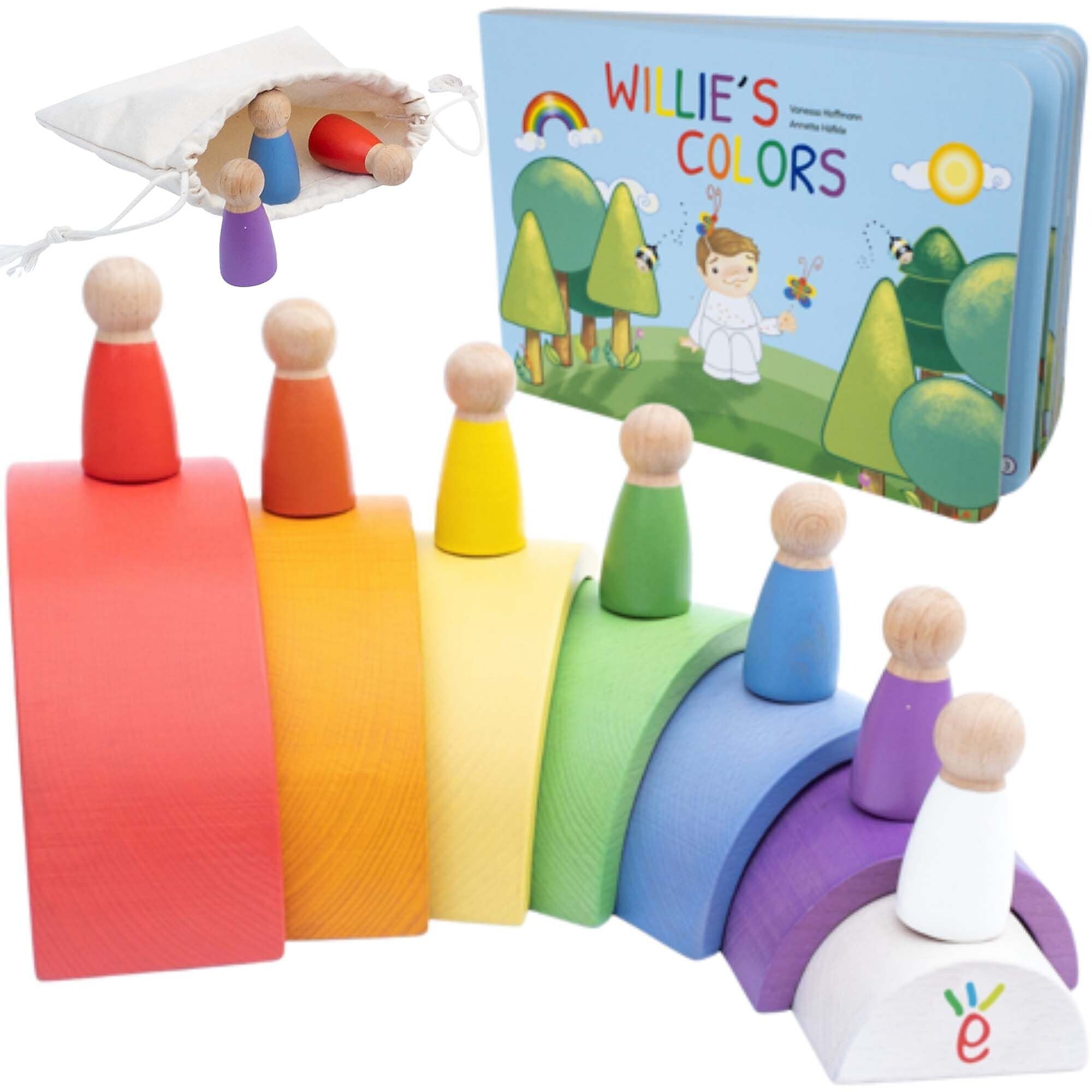 Extasticks Willie's Rainbow World Wooden Arches And Peg Dolls Set With Book, 16 Pieces/Pack (EXAE3304)