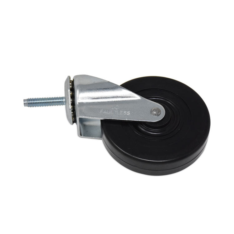 Replacement Bayonet-Stem Swivel Casters, Threaded Stem (0.28" x 1.5"), 4" Hard Rubber Wheel, Black