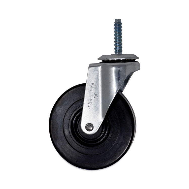 Replacement Bayonet-Stem Swivel Casters, Threaded Stem (0.28" x 1.5"), 4" Hard Rubber Wheel, Black