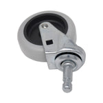 Replacement Bayonet-Stem Swivel Casters, Grip Ring Stem (0.5" x 1.25"), 3" Hard Rubber Wheel, Gray