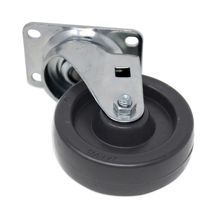 Replacement Plate Casters, Rigid Mount Plate, 4" Phenolic Wheel, Black