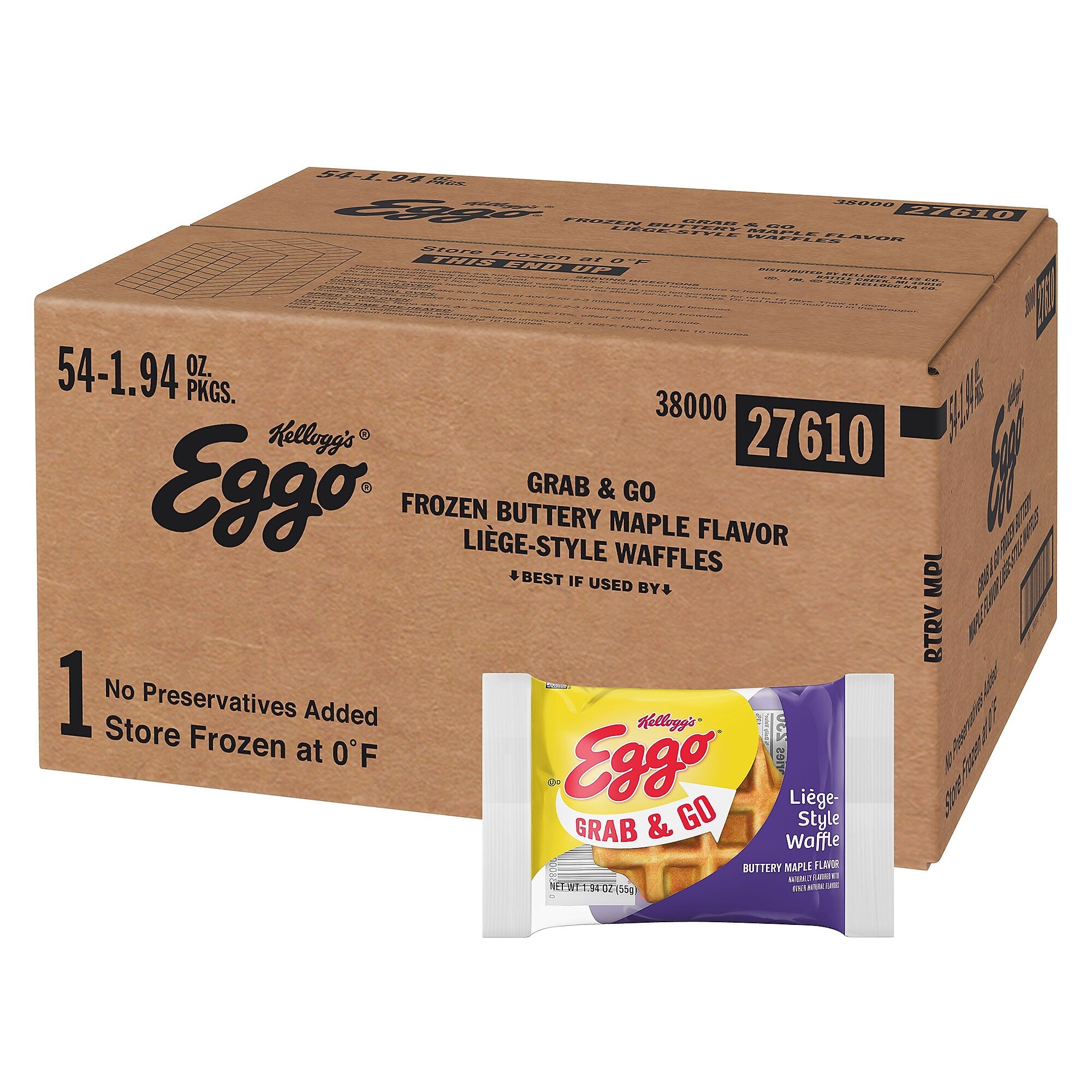 Eggo Homestlye Butter Maple Waffles, 1.94 oz., 54/Pack (220-02466)