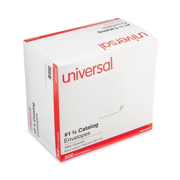 Catalog Envelope, 24 lb Bond Weight Paper, #1 3/4, Square Flap, Gummed Closure, 6.5 x 9.5, White, 500/Box
