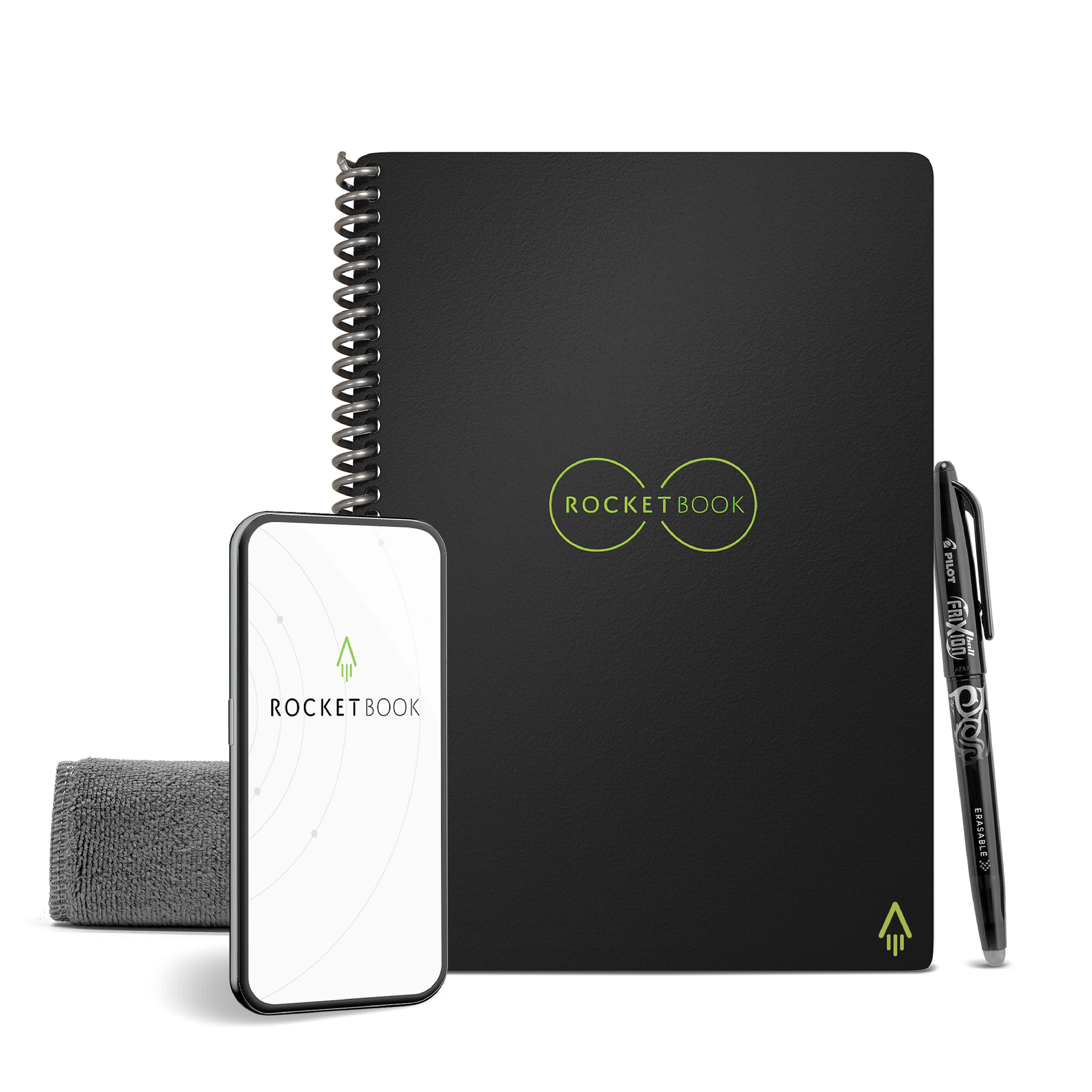 Rocketbook Core Reusable Smart Notebook, 6" x 8.8", Dot-Grid Ruled, 36 Sheets, Black (EVR-E-RC-A-FR)