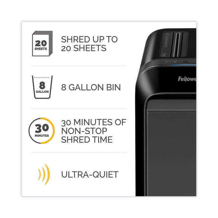 Powershred LX220 Micro-Cut Shredder, 20 Manual Sheet Capacity, Black