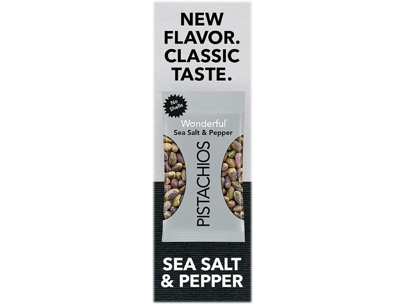 Wonderful Pistachios Sea Salt & Pepper, No Shells, 2.25 oz., 8 Bags/Box (SP0146A25M)