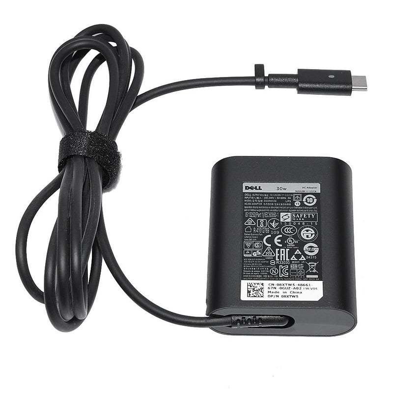 Dell 30W USB-C Power Adapter For Dell XPS 12 9250, Latitude 12 7275, and Latitude 13 E7370 Laptop, Black (DA30NM150)