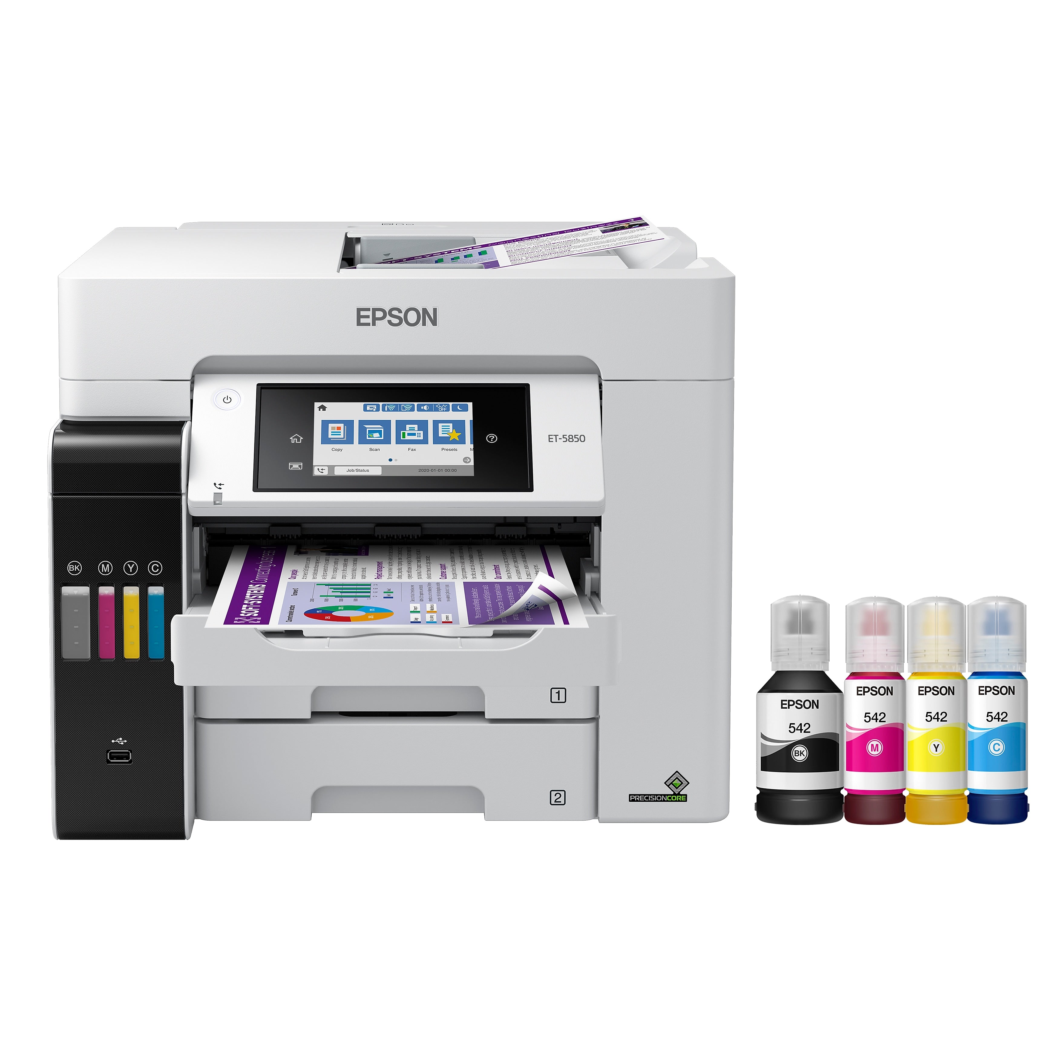 Epson EcoTank Pro ET-5850 Wireless Color All-In-One Supertank Inkjet Printer, Best for Office (9472509)