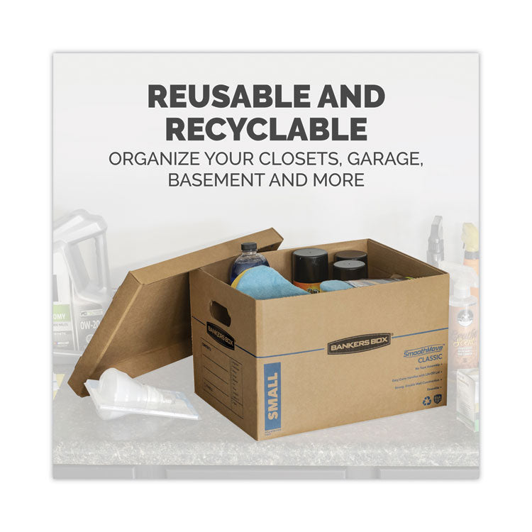 SmoothMove Classic Moving/Storage Boxes, Half Slotted Container (HSC), Small, 12" x 15" x 10", Brown/Blue, 15/Carton