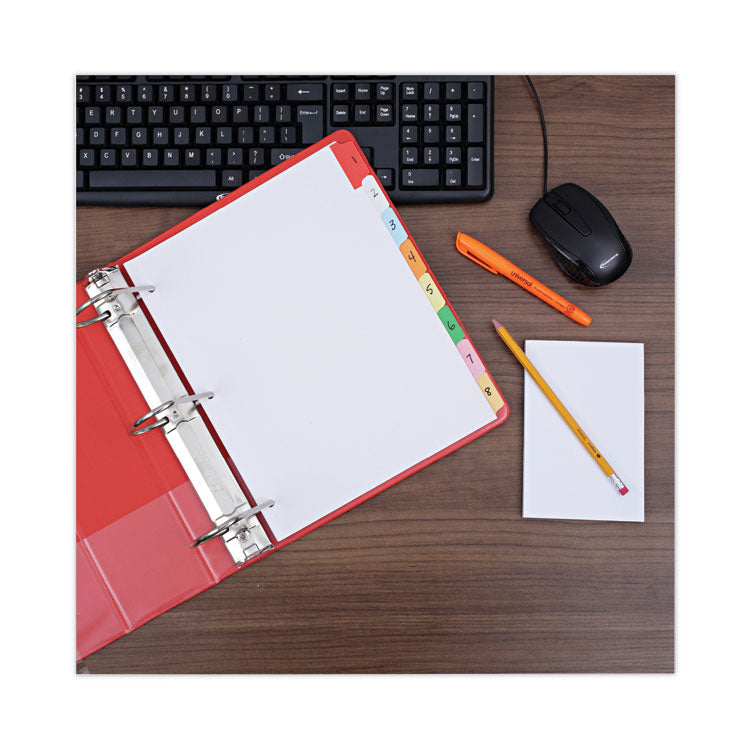 Deluxe Write-On/Erasable Tab Index, 8-Tab, 11 x 8.5, White, Assorted Tabs, 1 Set