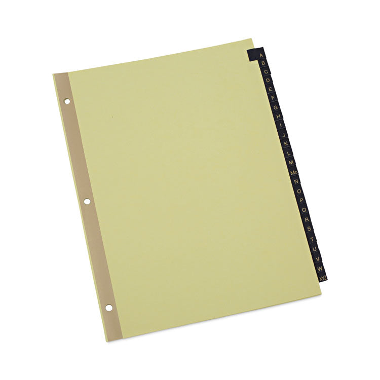 Deluxe Preprinted Simulated Leather Tab Dividers With Gold Printing, 25-Tab, A To Z, 11 X 8.5, Buff, 1 Set