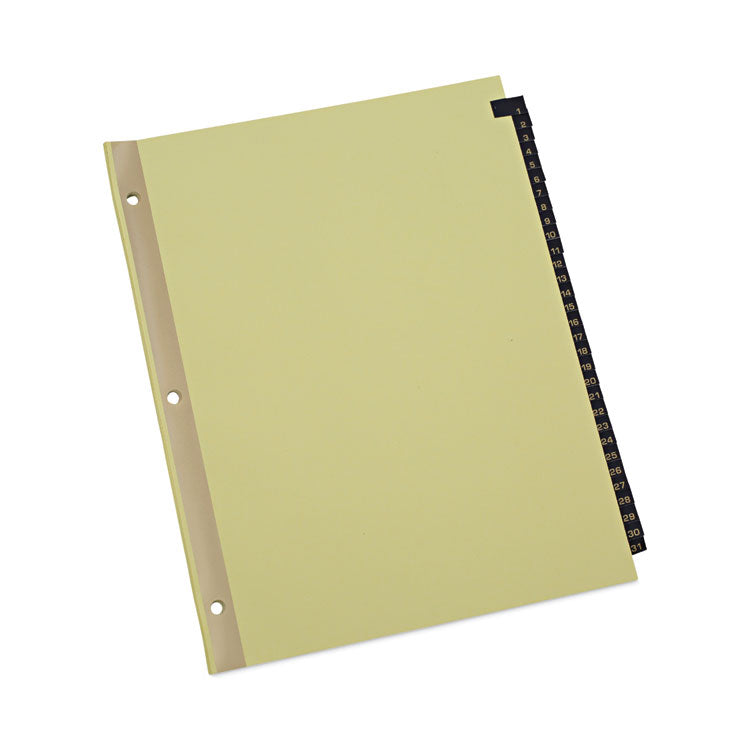 Deluxe Preprinted Simulated Leather Tab Dividers With Gold Printing, 31-Tab, 1 To 31, 11 X 8.5, Buff, 1 Set