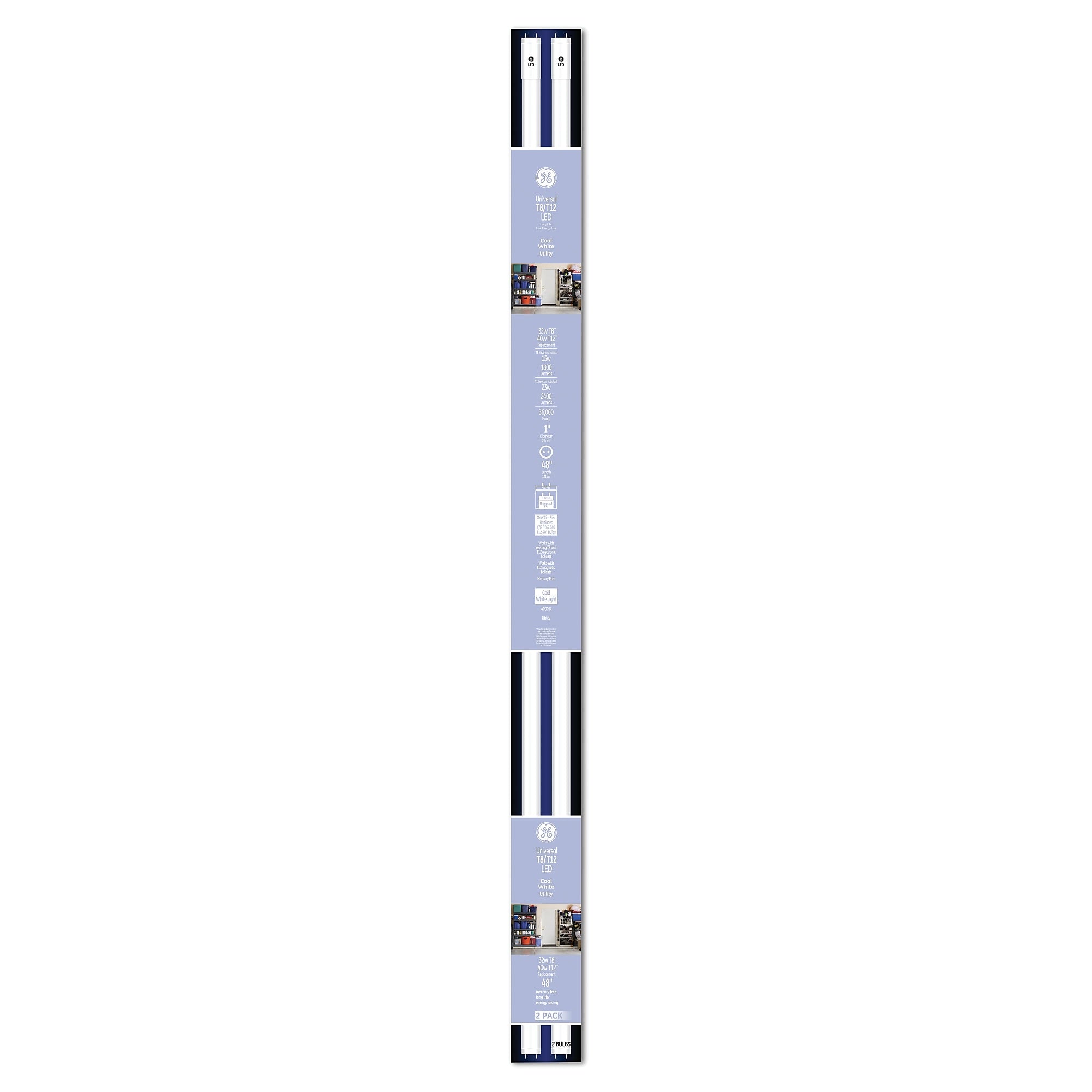 GE T8 15 Watts Cool White LED Commercial Bulb, 6/Carton (GEL37168)