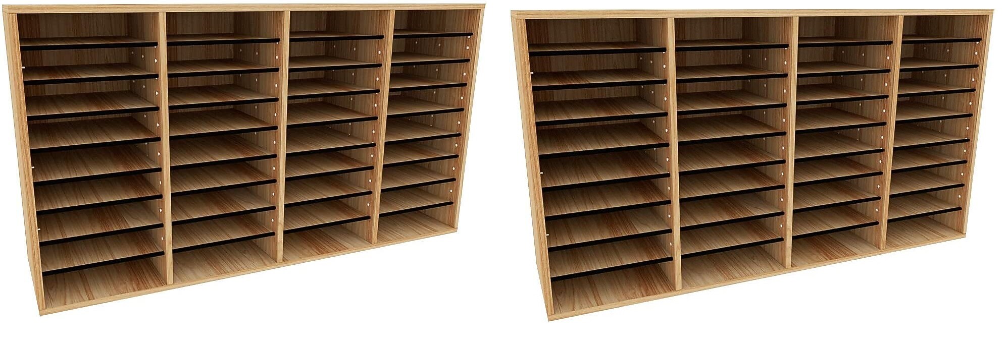 AdirOffice 500 Series 36-Compartment Literature Organizers, 39.3" x 11.8", Medium Oak, 2/Pack (500-36-MEO-2PK)