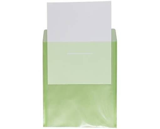 JAM PAPER Plastic Envelopes with Tuck Flap Closure, Letter Open End, 9 7/8 x 11 3/4, Lime Green, 12/Pack (15438965A)